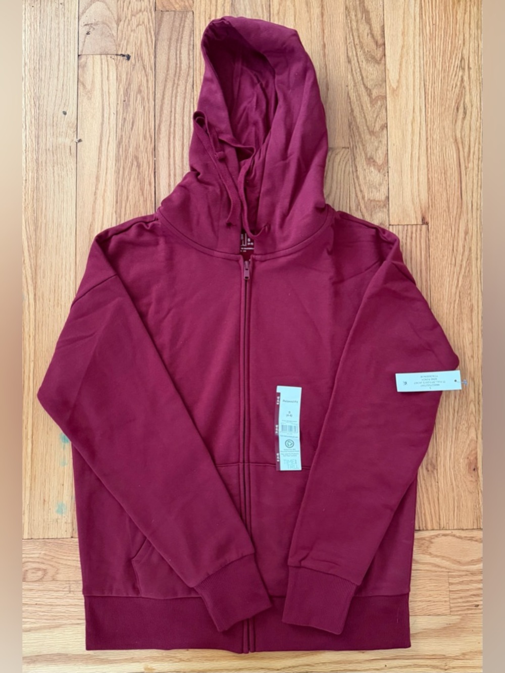 Time and Tru brand Burgundy Full-Zip Hoodie with Hood